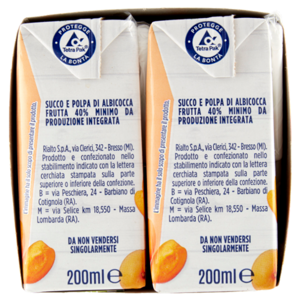 IL GIGANTE Succo e Polpa di Albicocca 6 x 200 ml