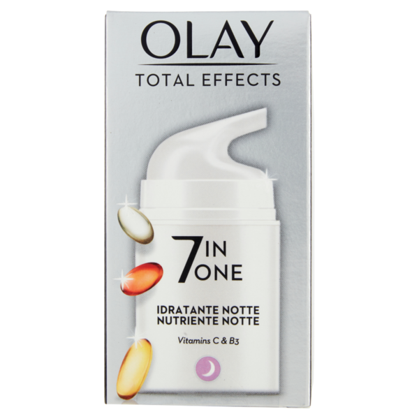 Olay Crema Viso Notte Total Effects 7in1 - Idratante e Nutriente - Vitamine C & B3 - 50 ml