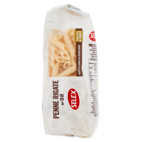 Selex Pasta di Semola Trafilata al Bronzo Penne Rigate 500 g