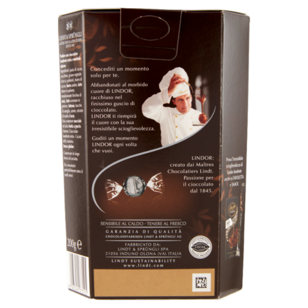 Lindt Cioccolatini Lindor Cioccolato extra fondente Scatola 60% 200 g
