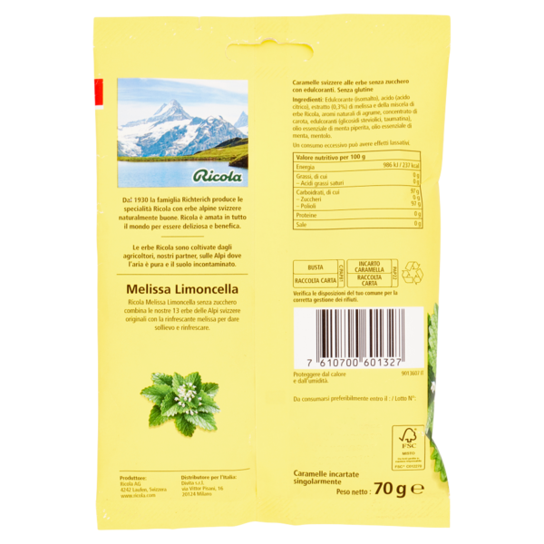 Ricola Melissa Limoncella 70 g