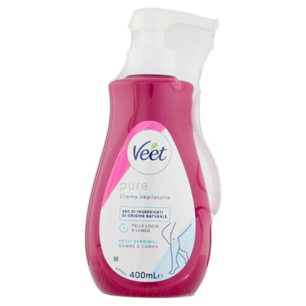 Veet Crema Depilatoria Pelli Sensibili, per Gambe, Braccia, Ascelle e Zona Bikini, 400 ml