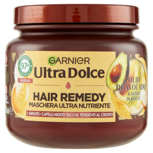 Garnier Ultra Dolce Hair Remedy Maschera per Capelli Ultra Nutriente, Avocado, 340 ml