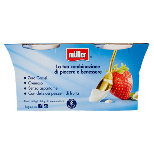 müller Yogurt Zero% Grassi Fragola in Pezzi 2 x 125 g
