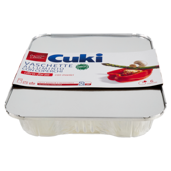 Cuki Conserva e Cuoce Vaschette Alluminio con Coperchi 6 porzioni 2 pz (RS90L)