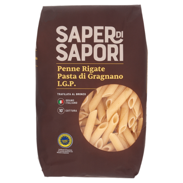 Selex Saper di Sapori Pasta di Semola di Gragnano I.G.P. Penne Rigate 500 g