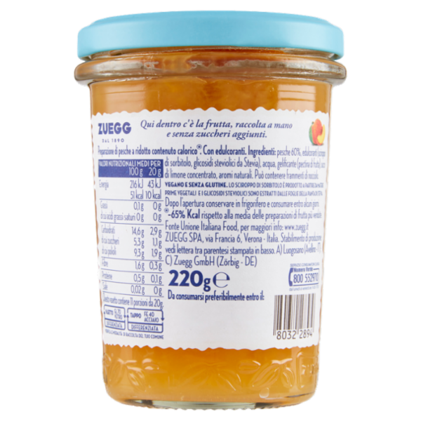 Zuegg Zero Zuccheri Aggiunti* Pesche 220 g