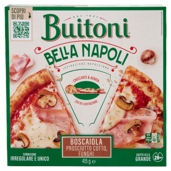 BUITONI Bella Napoli Boscaiola Pizza Surgelata con Prosciutto Cotto e Funghi 1 pizza 415 g