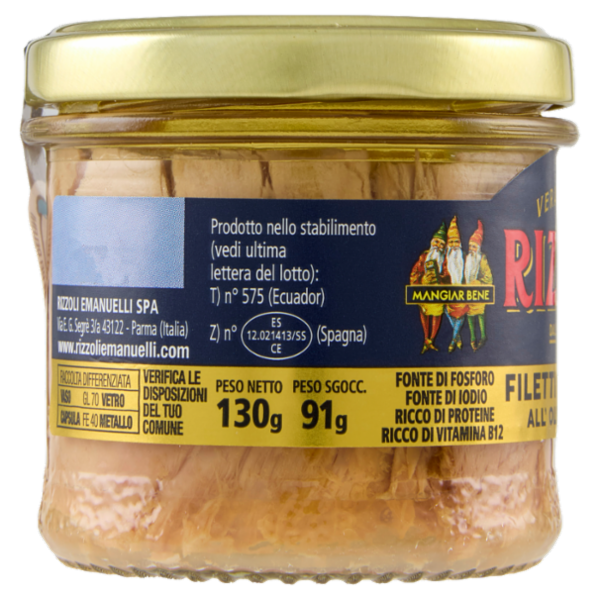 Rizzoli Filetti di Tonno in Olio di Oliva 130 g