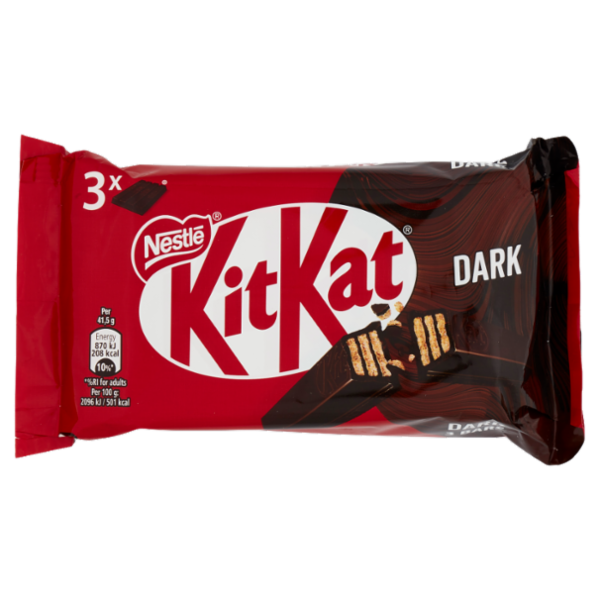 KITKAT Dark Wafer ricoperto di Cioccolato Fondente 3 snack da 41,5g