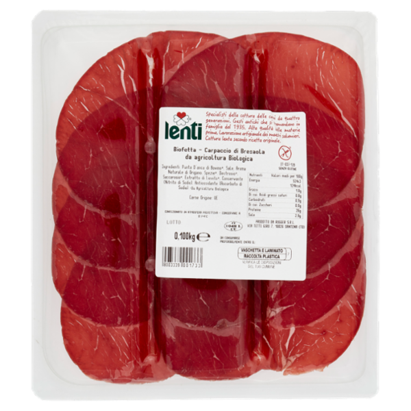Lenti Bio Fetta Carpaccio di Bresaola Biologico 0,100 kg