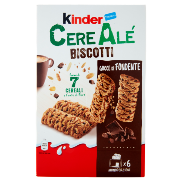 Kinder CereAlé Biscotti Gocce di Fondente 6 astucci da 2 biscotti 204 g