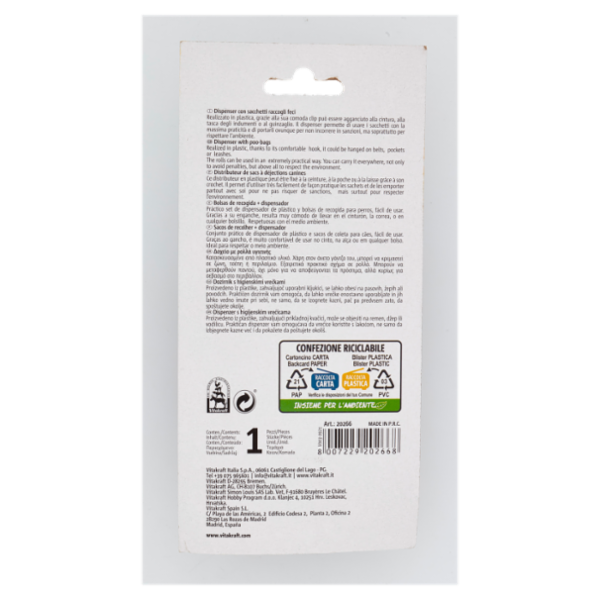 Vitakraft Care Dispenser con sacchetti raccogli feci (2x20 pz) 1 pz