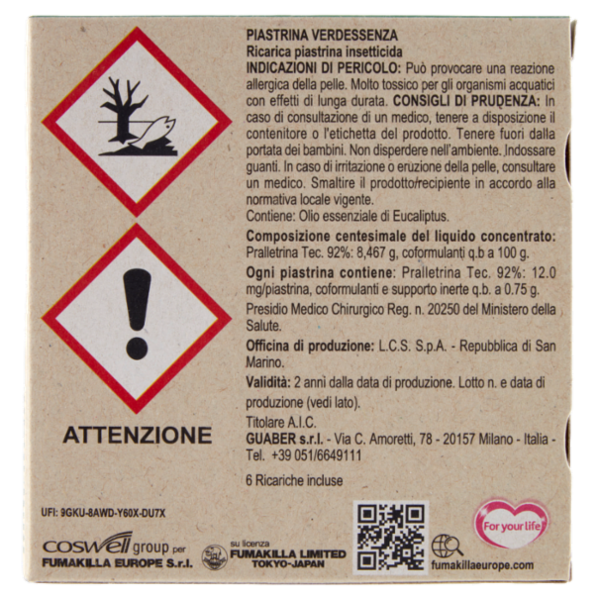 VAPE Elettroemanatore Piastrine Verdessenza + 6 Ricariche