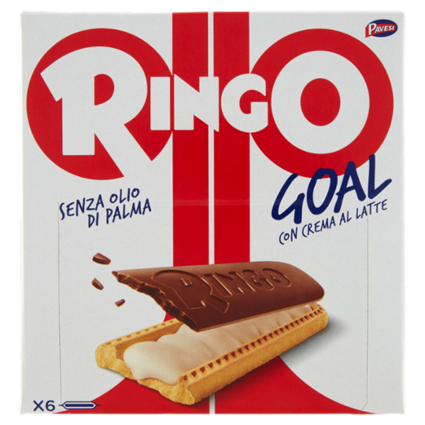 Ringo Goal Latte Biscotti Farciti con Crema al Latte Snack Merenda 6 porz 168 g