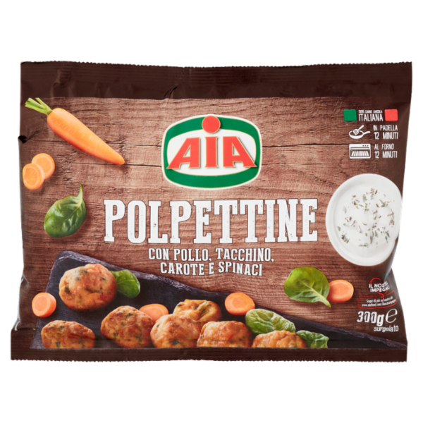 Aia Polpettine con Pollo, Tacchino, Carote e Spinaci surgelato 300 g