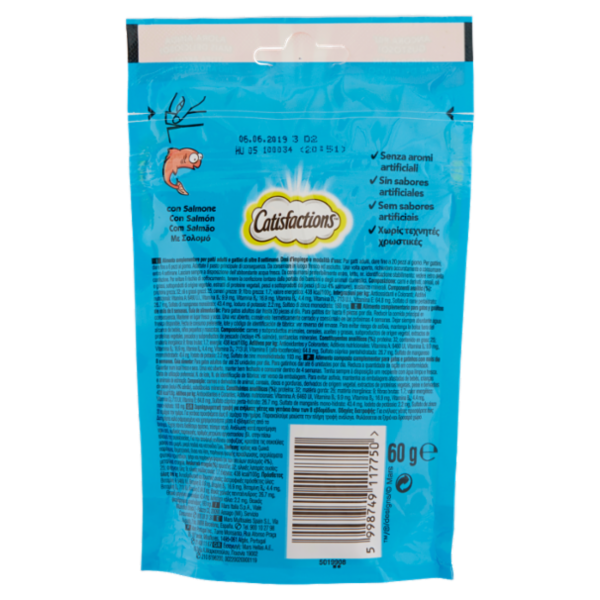 Catisfactions Snack Gatto con Delizioso Salmone 60 g
