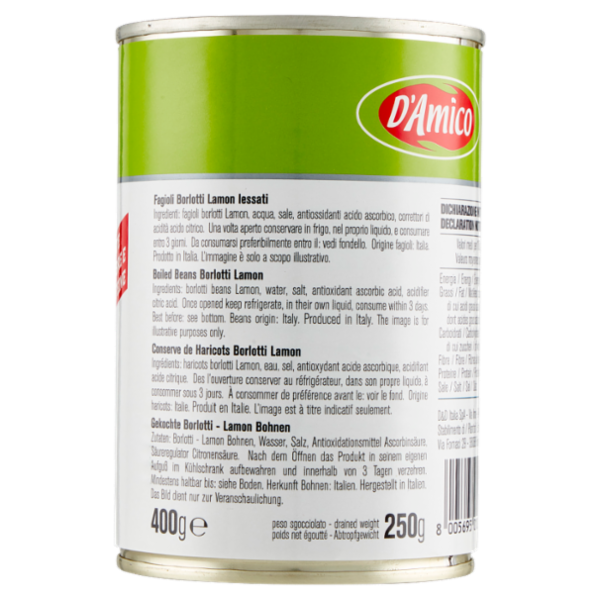 D'Amico Fagioli Borlotti Lamon 400 g