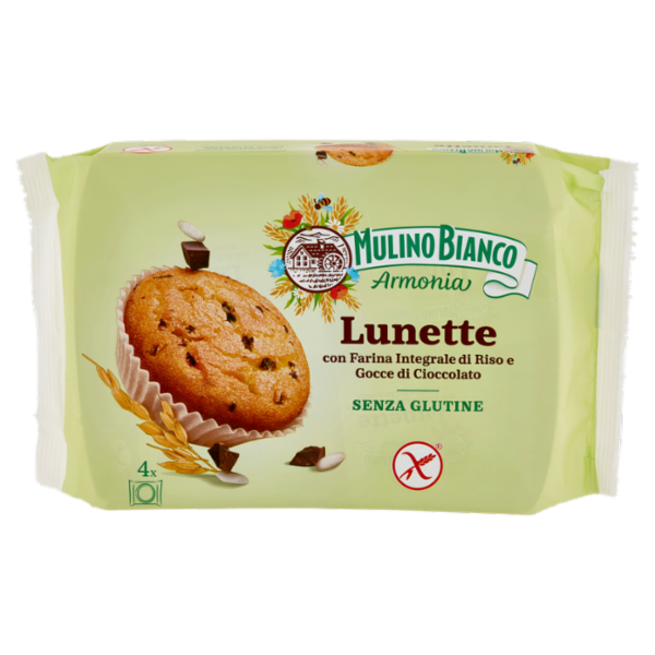 Mulino Bianco Armonia Lunette Tortine Senza Glutine Merende Farina Integrale di Riso Cioccolato 140g