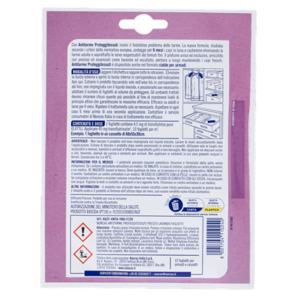 nuncas Antitarme Forte Fresco Lavanda 12 pz