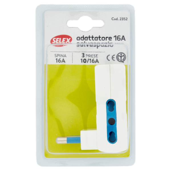 Selex Adattatore Multiplo Salvaspazio Spina 16A + 3 Prese 10/16A(Ita) Bianco