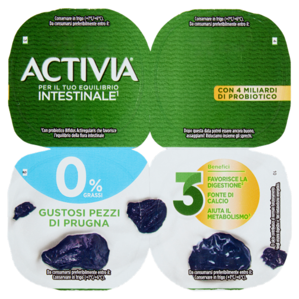 Activia 0% Grassi Prugna in pezzi 4 x 125 g