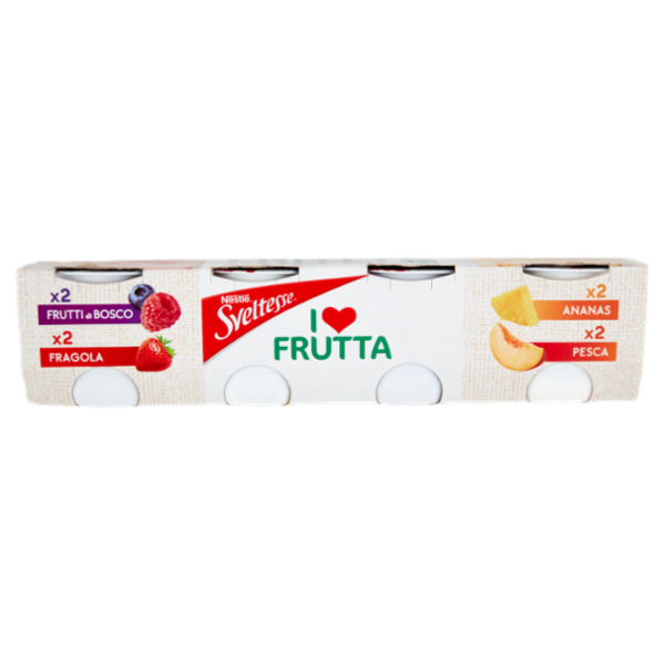 SVELTESSE I Love Frutta Yogurt magro x2 Frutti di Bosco, x2 Fragola, x2 Ananas, x2 Pesca 8 x 125 g