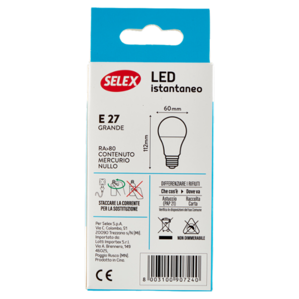 Selex Lampadina Led SMD Goccia E27 9W