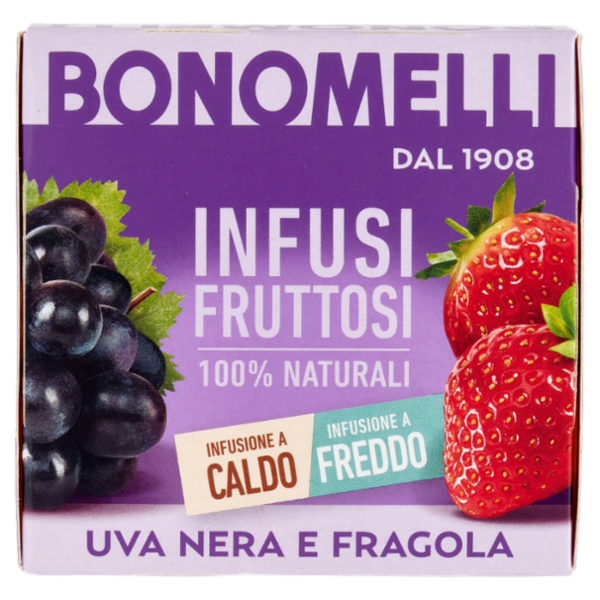 Bonomelli Infusi Fruttosi 100% Naturali Uva Nera e Fragola 12 Filtri 24 g
