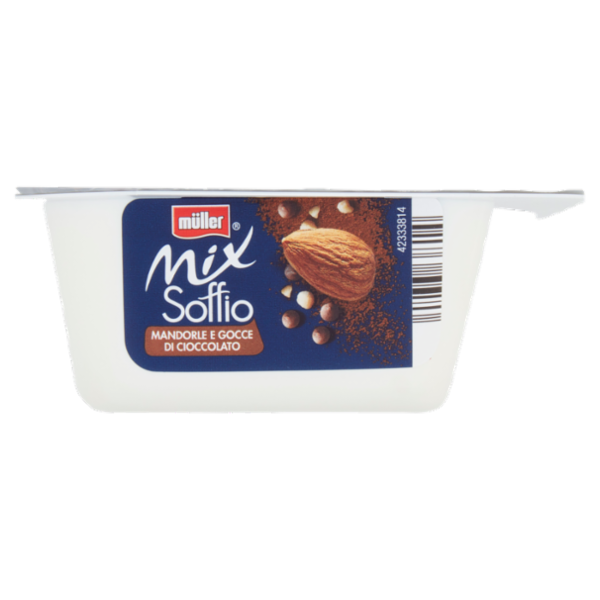 müller Mix Soffio Mousse di Bianco Più Mandorle e Gocce di Cioccolato 120 g