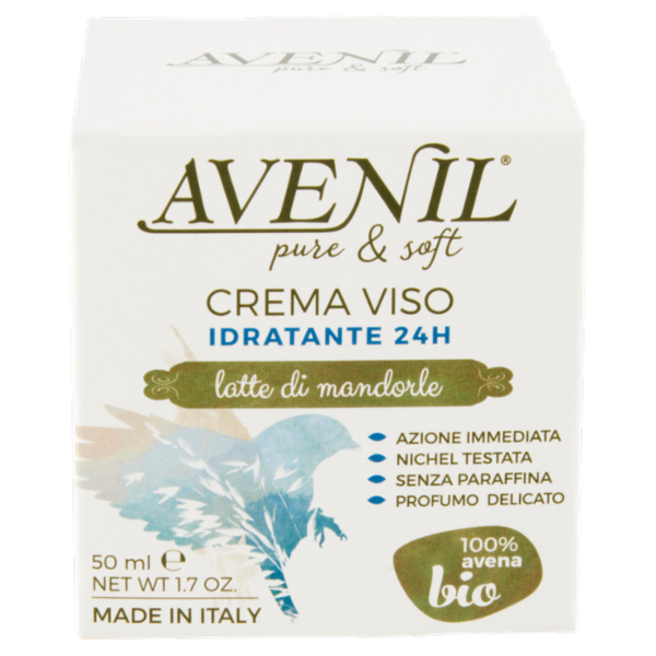 Avenil pure & soft Crema Viso Idratante 24H latte di mandorle 50 ml