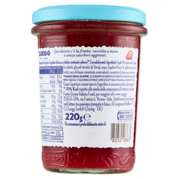 Zuegg Zero Zuccheri Aggiunti* Fragole e Fragoline di Bosco 220 g