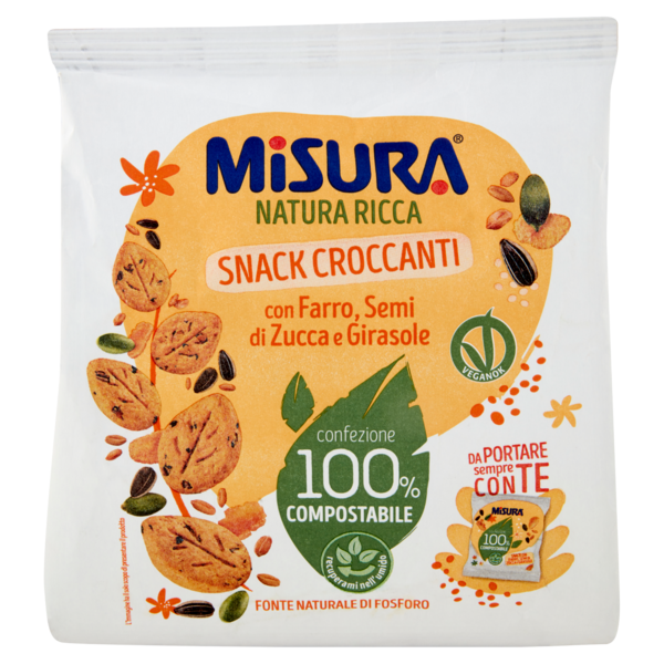 Misura Natura Ricca Snack Croccanti con Farro, Semi di Zucca e Girasole 7 x 32 g