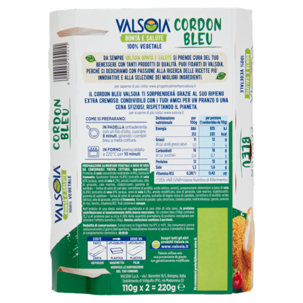 Valsoia Bontà e Salute Cordon Bleu 2 x 110 g
