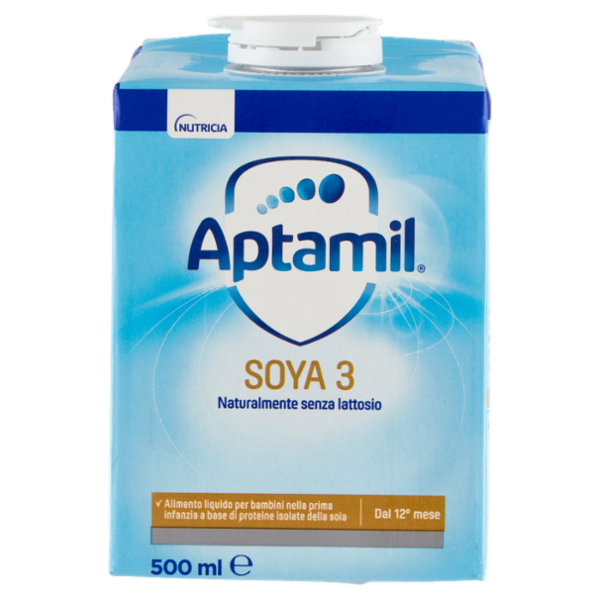 APTAMIL Soya 3 - Latte di Crescita Liquido, dal 12° mese compiuto, Senza Lattosio, 500ml
