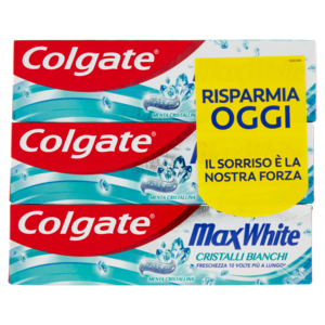 Colgate Dentifricio Sbiancante Max White Cristalli Bianchi 3x75 Ml