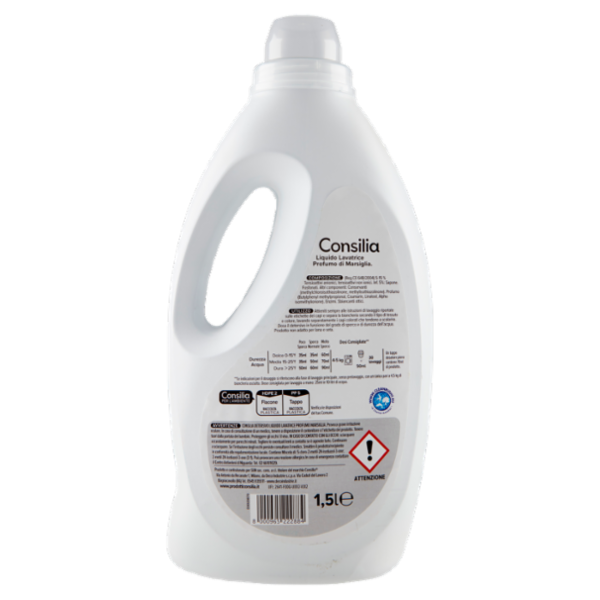 Consilia Detersivo per Lavatrice Liquido Marsiglia 30 Lavaggi 1,5 L