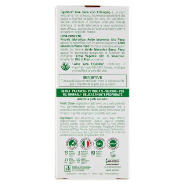 equilibra Aloe Siero Viso Anti-Aging 30 ml
