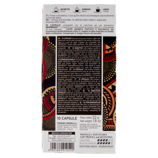 Compagnia dell'Arabica Puro Arabica Kenya Caffè Washed 10 Capsule Compatibili 52 g