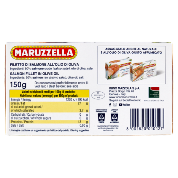 Maruzzella Filetto di Salmone all'Olio di Oliva 150 g