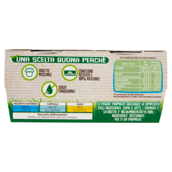 parmalat Yogurt Intero alla Ciliegia in Pezzi 2 x 125 g