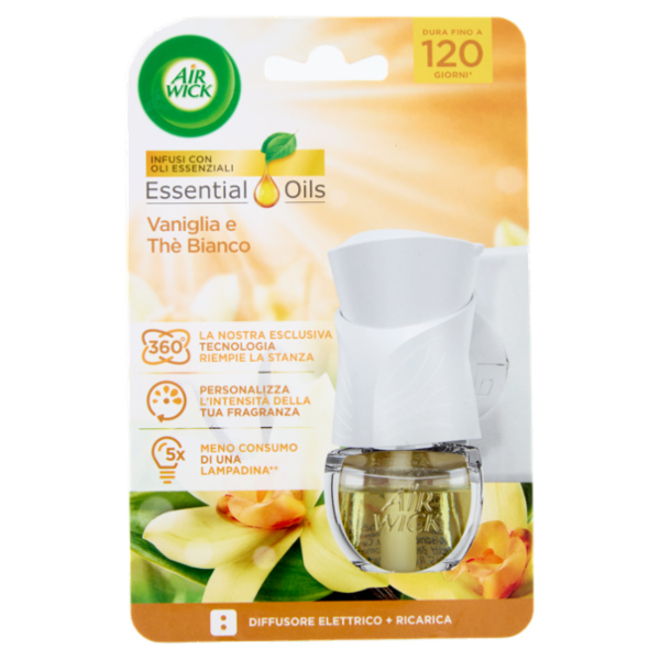 Air Wick Profumatore per Ambienti Vaniglia e Thè Bianco Diffusore Elettrico 19 ml