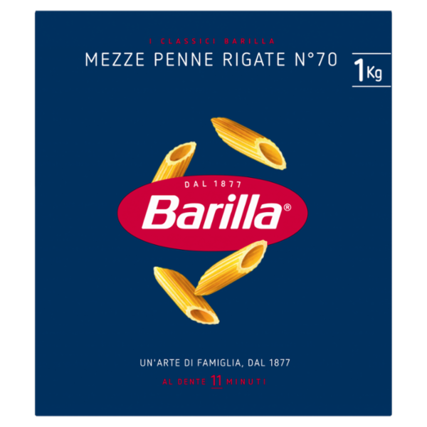 Barilla Pasta Mezze Penne Rigate n.70 100% Grano Italiano 1Kg