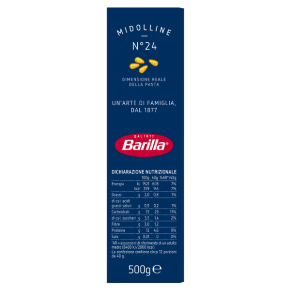 Barilla Pasta Midolline n.24 100% Grano Italiano 500 g