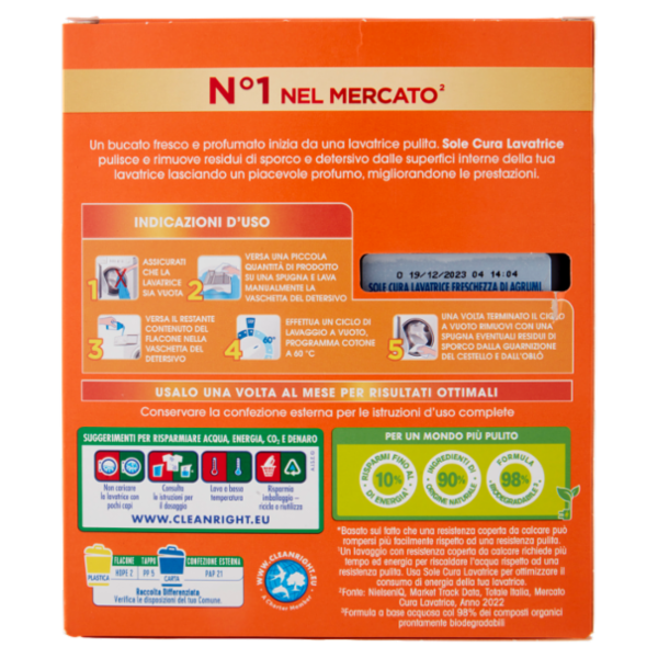 Sole Freschezza d'Agrumi Cura Lavatrice 250 ml x 2