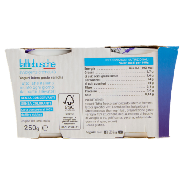 lattebusche yogurt Vaniglia 2 x 125 g