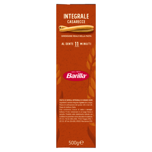 Barilla Pasta Integrale Casarecce 100% grano italiano 500 g