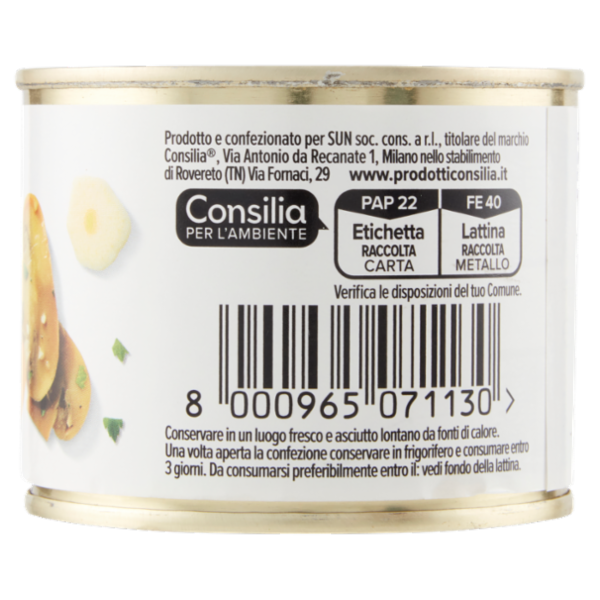 Consilia Funghi Champignon Trifolati in Olio di Semi di Girasole 180 g