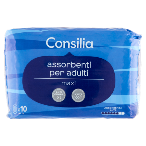 Consilia Assorbenti per Adulti Anatomici per Incontinenza Leggera Misura Maxi 10 pezzi
