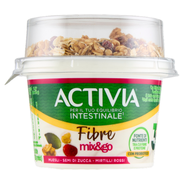 ACTIVIA Mix&Go con Probiotico Bifidus, Yogurt con Muesli, Semi di Zucca e Mirtilli rossi, 170g